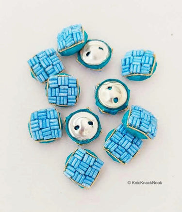 Hand Embroidered Designer Blue Buttons